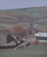 Lot 726 - Russell Howarth, Saddleworth Church, oil.