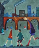 Lot 744 - Albert Barlow, Back to School, acrylic.