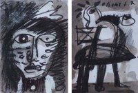 Lot 802 - Alan L. Parry, Shaman and Monster on a Table Top, mixed media (2).