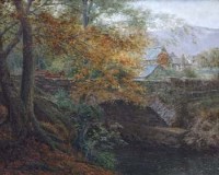 Lot 834 - J.W. Stamper, Elterwater Bridge, Great Langdale, oil.
