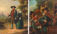 Lot 855 - Continental School, 19th century, Musicians and another, oil on tin (2).