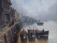 Lot 856 - Walter Linsley Meegan, Whitby harbour, oil.