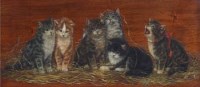 Lot 859 - Bessie Bamber, Six kittens, oil on panel.