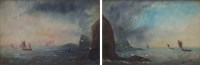 Lot 862 - English School, 19th century, Coastal scenes with various shipping, oil (2).
