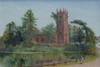 Lot 863 - Henry Lark Pratt, Madeley Church, Staffordshire, oil on board.