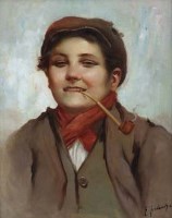 Lot 868 - E. Forlenza, Portrait of a boy, oil.
