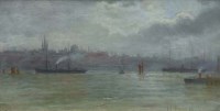 Lot 869 - H. Lamb, Shipping scene, oil.