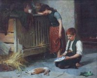 Lot 881 - Frank Bindley, The Family Pet, oil.