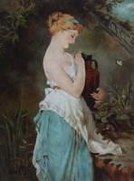 Lot 884 - G.D.A. Portrait of a lady with an urn, oil.