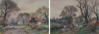 Lot 887 - Henry Charles Fox, Rural lanes with figures, watercolour (2).