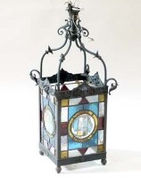 Lot 953 - Stained glass hanging lantern.