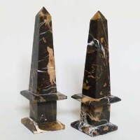 Lot 971 - Pair polished marble mantel obelisks.