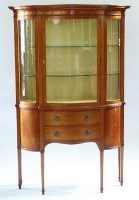 Lot 980 - Edwardian satinwood veneered floor standing display cabinet