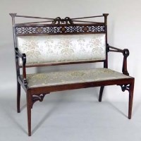 Lot 983 - Edwardian mahogany two seater bench
