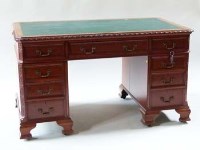 Lot 989 - Early 20th century twin pedestal mahogany writing desk