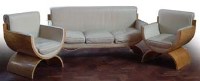 Lot 990 - Art Deco design birds eye maple three piece suite