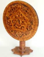 Lot 993 - Mid Victorian folk art parquetry inlaid centre table