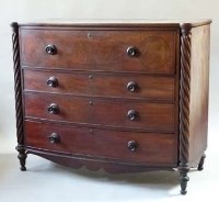 Lot 996 - Early Victorian mahogany bow-front secretaire chest