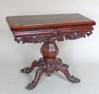 Lot 1004 - Victorian mahogany fold-over tea table.