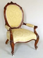 Lot 1008 - Victorian walnut open armchair