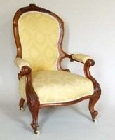Lot 1009 - Victorian walnut drawing room chair