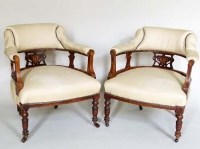 Lot 1010 - Pair of Edwardian rosewood salon chairs