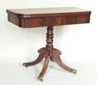 Lot 1019 - Early 19th century regency style mahogany fold-over card table