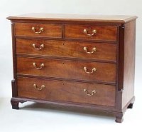 Lot 1023 - George III mahogany chest of two short and three long drawers