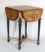 Lot 1024 - Late 19th century kingwood veneered and ebonised occasional table