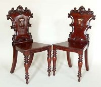 Lot 1029 - Pair of Victorian mahogany hall chairs