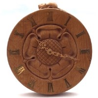 Lot 3 - Beaverman Colin Almack original oak Yorkshire rose wall clock (apprentice to Robert 'Mouseman' Thompson.