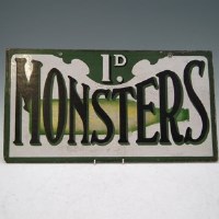 Lot 26 - Penny Monsters enamel sign (double sided).