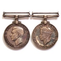 Lot 66 - Naval Long Service Medal and Distinguished Service Medal for A.W.H. Sawyer together with related paperwork.