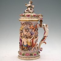 Lot 123 - Naples Capo Di Monte lidded tankard.