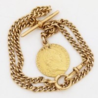 Lot 181 - Spade guinea and 18ct chain.