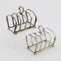 Lot 198 - Pair silver toast racks.