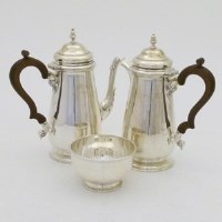 Lot 248 - Silver Georgian style three piece coffee set.