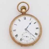 Lot 268 - 9ct gold open-faced Swiss pocket watch