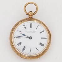 Lot 275 - Gold fob watch.