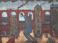 Lot 296 - Albert Barlow, Stockport Viaduct, acrylic.