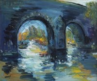 Lot 303 - J.L. Isherwood, Dartmeet Bridge, oil.