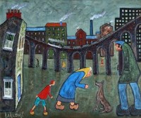 Lot 307 - Albert Barlow, He Thinks You're on the Menu Nana, acrylic.