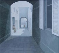 Lot 318 - R.J. Richardson, Lost in Santorini, acrylic.