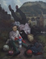 Lot 332 - Bohuslav Barlow, The Drunken Parent, oil.