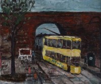 Lot 333 - Alec Fleming, The Yellow Tram, oil.
