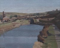 Lot 344 - Russell Howarth, Canal at Diggle, Saddleworth, oil.