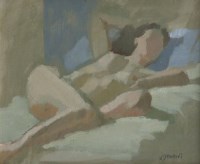 Lot 362 - Ken Symonds, Reclining nude, oil.