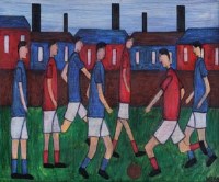 Lot 364 - Nick Webb, Football Match, oil.