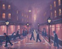 Lot 373 - James Downie, Street scene with figures, oil.