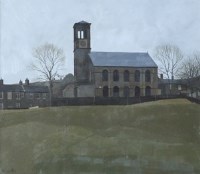 Lot 385 - Russell Howarth, Dobcross Church, oil.